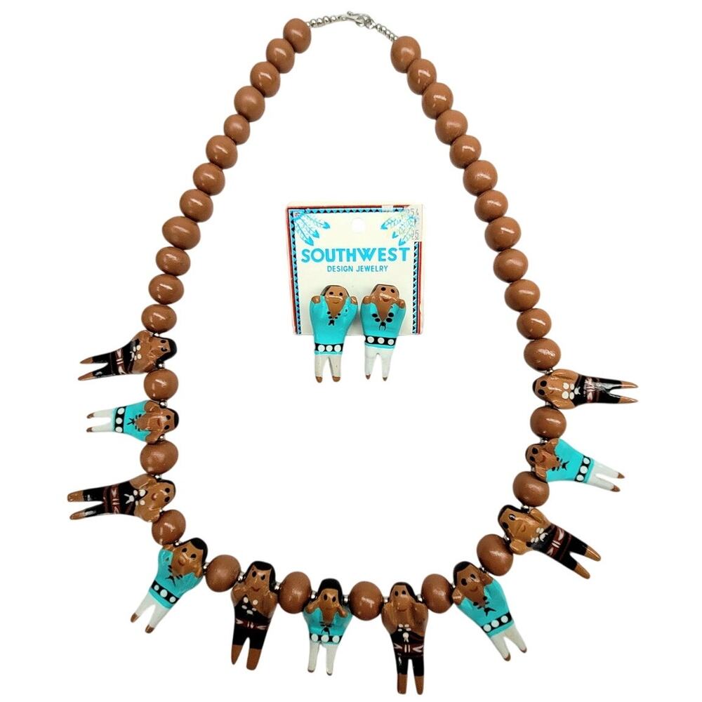 Artisan Storyteller Margaret Quintana Clay‎ Figure Necklace Earrings Jewelry Set